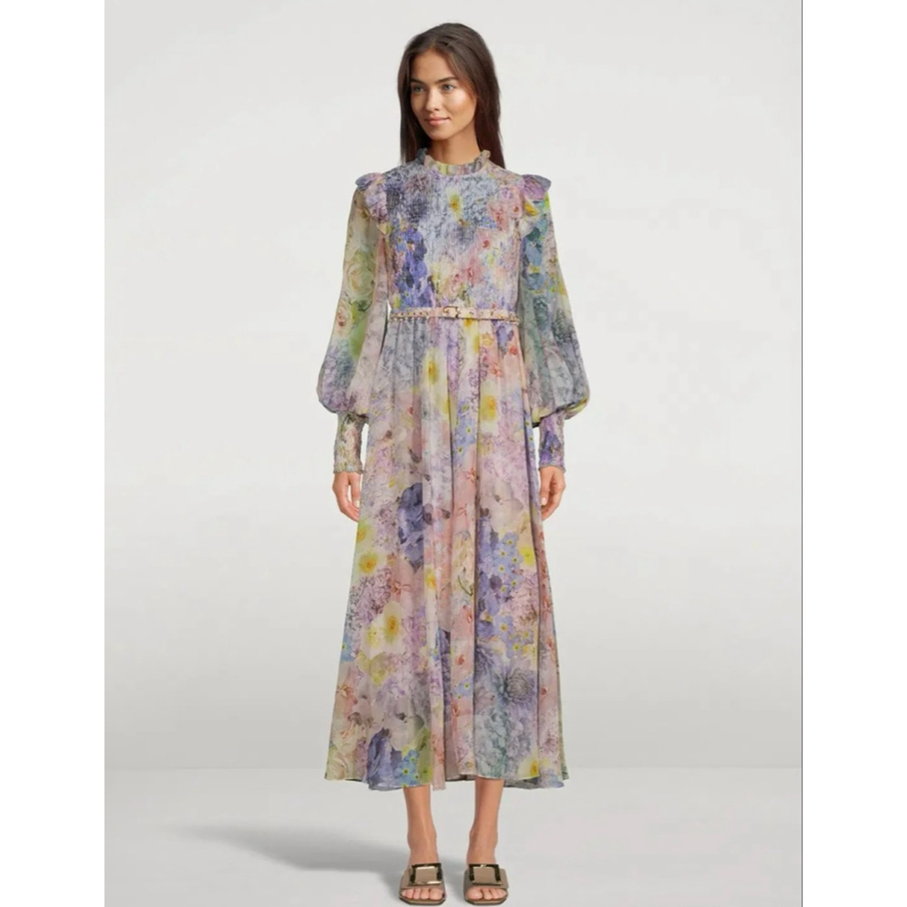 Women's Zimmermann Rhythmic Shirred Midi Dress